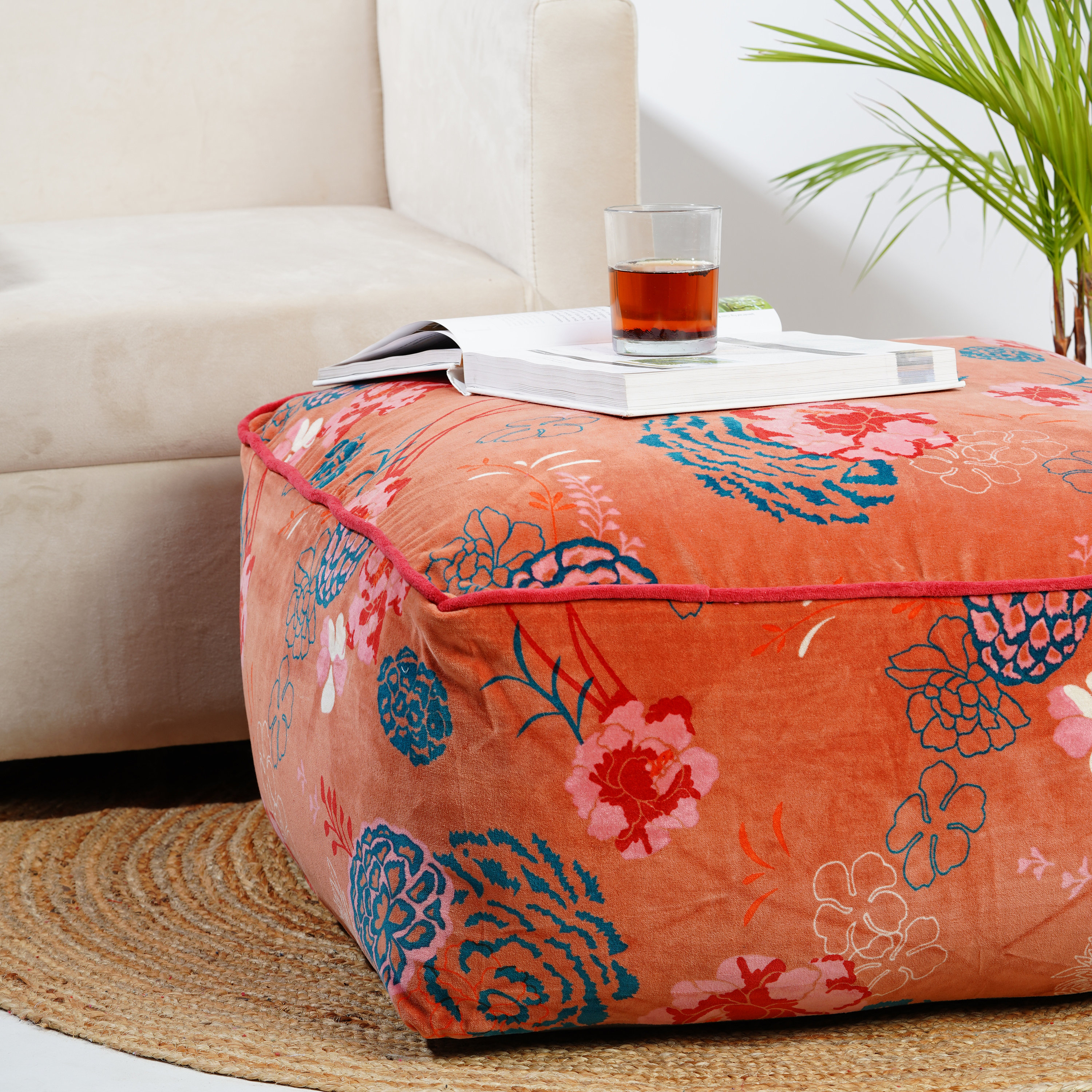 Orange Ottoman - Etsy Orange Ottoman - Etsy