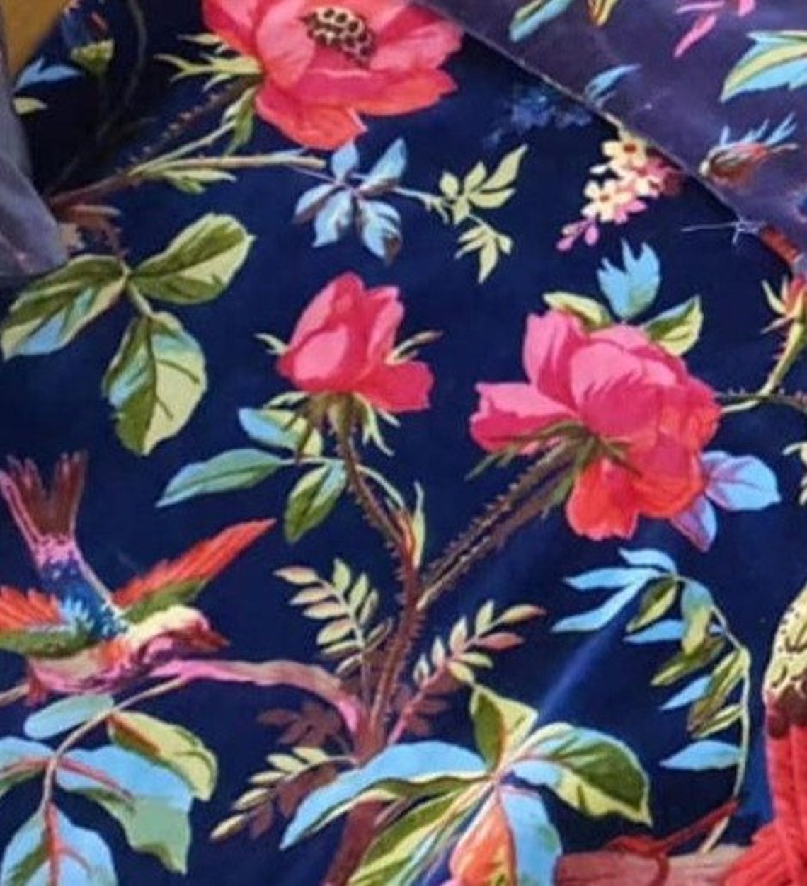 Cotton Velvet Fabric for Upholstery / DIY/ Robe birds of Etsy