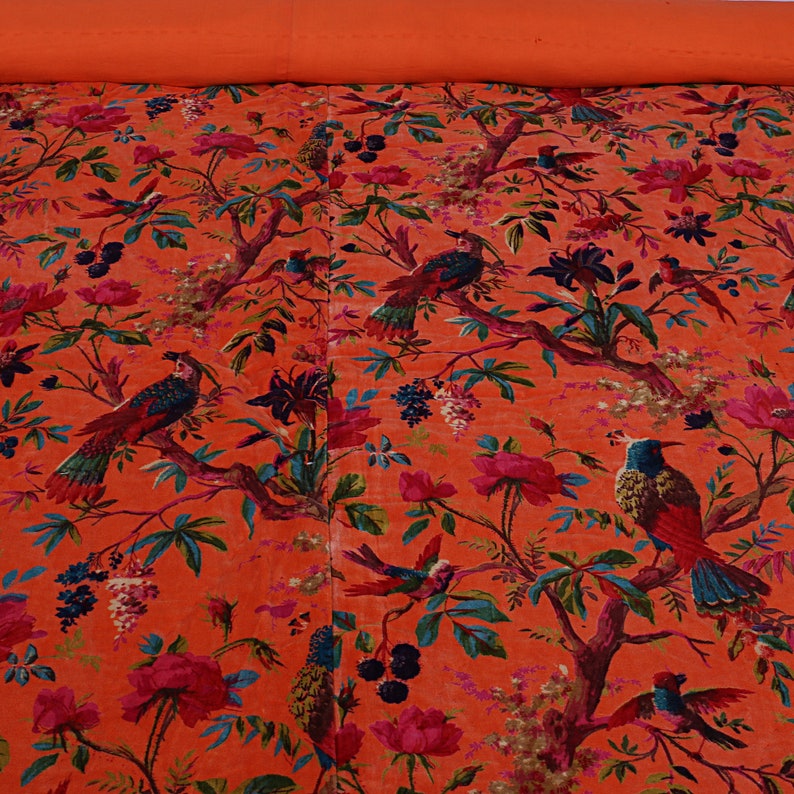 Birds of Paradise Orange 250 GSM Velvet Quilt Etsy