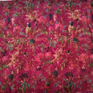 Birds of paradise Magenta Cotton Velvet Fabric for Our Flag Means Death Red Robe
