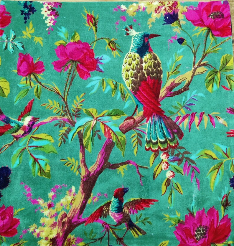 Cotton Velvet Fabric for Upholstery / DIY/ Dresses birds of Etsy