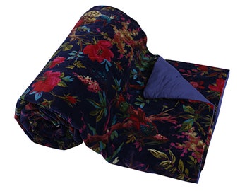 Birds of paradise Blue 250 GSM Velvet Quilt