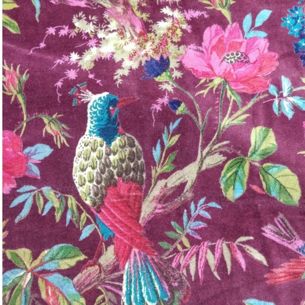 Cotton Velvet Fabric for Upholstery / DIY/ Robe -Birds of Paradise