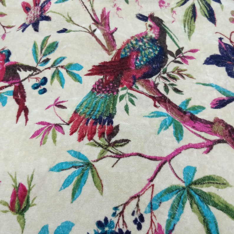 Cotton Velvet Fabric for Upholstery / DIY/ Robe birds of - Etsy