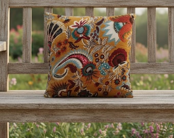 Wandering wildflower mukut Velvet Cushion Cover- both side printed velvet
