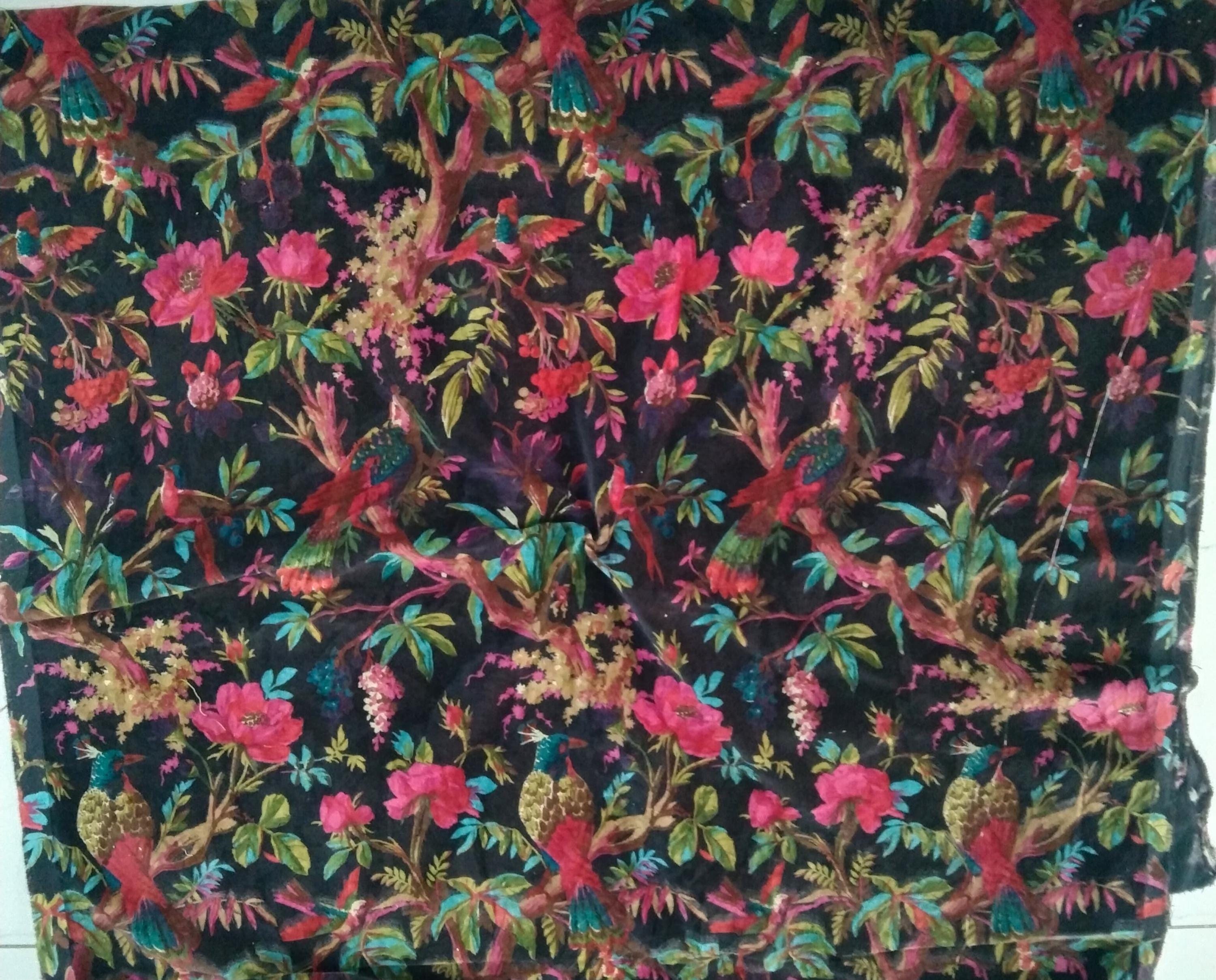 Birds of Paradise Velvet Fabric for Upholstery- Black - Etsy