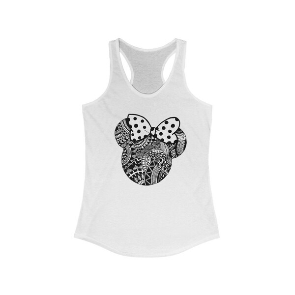 Micky Mouse Zentangle Doodle Tank Top - Minnie Mouse Mandala Tank Top - Mandala Clothing - Zenart Micky Mouse Tank Top for Women