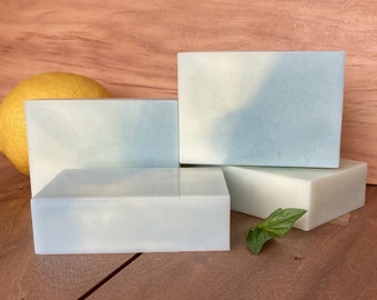 Lemon Mint Castile Handmade Soap, Olive Oil Soap, Citrus Soap, Gift for Mother, Hostess Gift