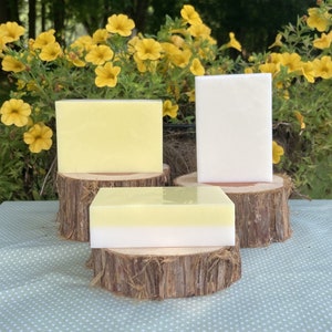 Lemon Verbena Castile Handmade Soap, Yellow and White Glycerin Handmade Soap