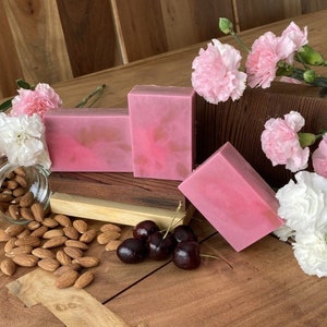 Cherry Almond Castile Handmade Soap, Olive Oil Soap, Gift for Her, Friendsgiving, Baby Shower Gift for Mom