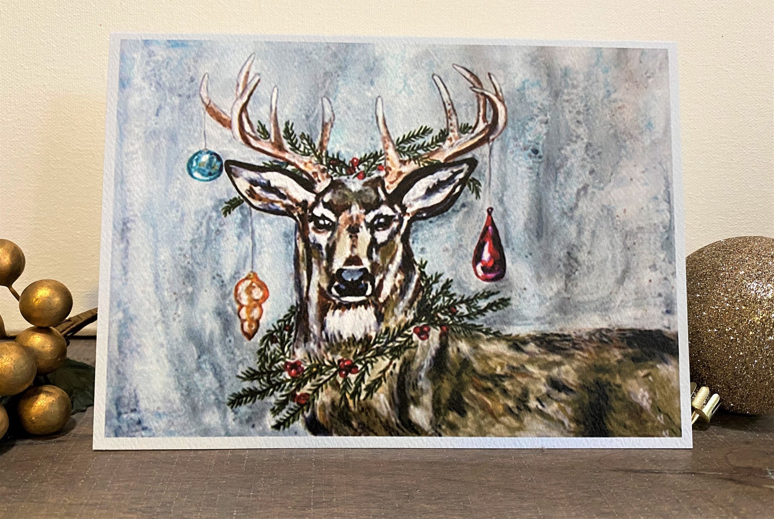 Wald bedecked Hirsch Urlaub Karten | Etsy