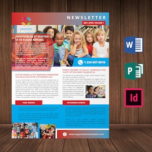 Newsletter Template (Size - 8.5 x 11 ) - Editable With MS Word, MS Publisher Or Adobe Indesign