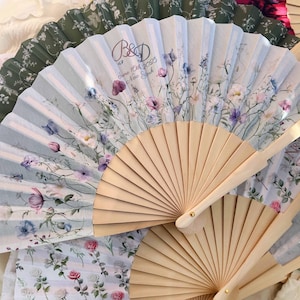 Ventagli da matrimonio personalizzati Ventagli da mano pieghevoli in legno personalizzati Bomboniere Regali Ospiti Ventagli in stoffa all'ingrosso Ventagli in tessuto stampati Quinceanera