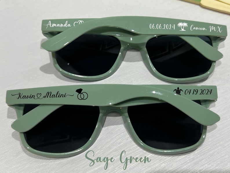 sage green personalized sunglasses wedding party favors gifts for guests bulk custom sunglasses birthday gifts music concert souvenirs grad gifts class of 2024 school university gifts ball gown sports games travel gifts real estate sunglasses dubai