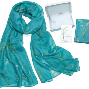 Birth Flower Scarf Birthday Gifts Women Lily of the Valley Birth Month Flower Scarf Shawl Her Mom Grandma Wife Girlfriend Floral Scarf Wraps