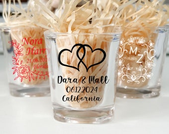 Conjunto de óculos de tiro personalizados, lembranças para festa de casamento, presentes para convidados, bar em massa, boate, espíritos, bebidas impressas, pacote de presente