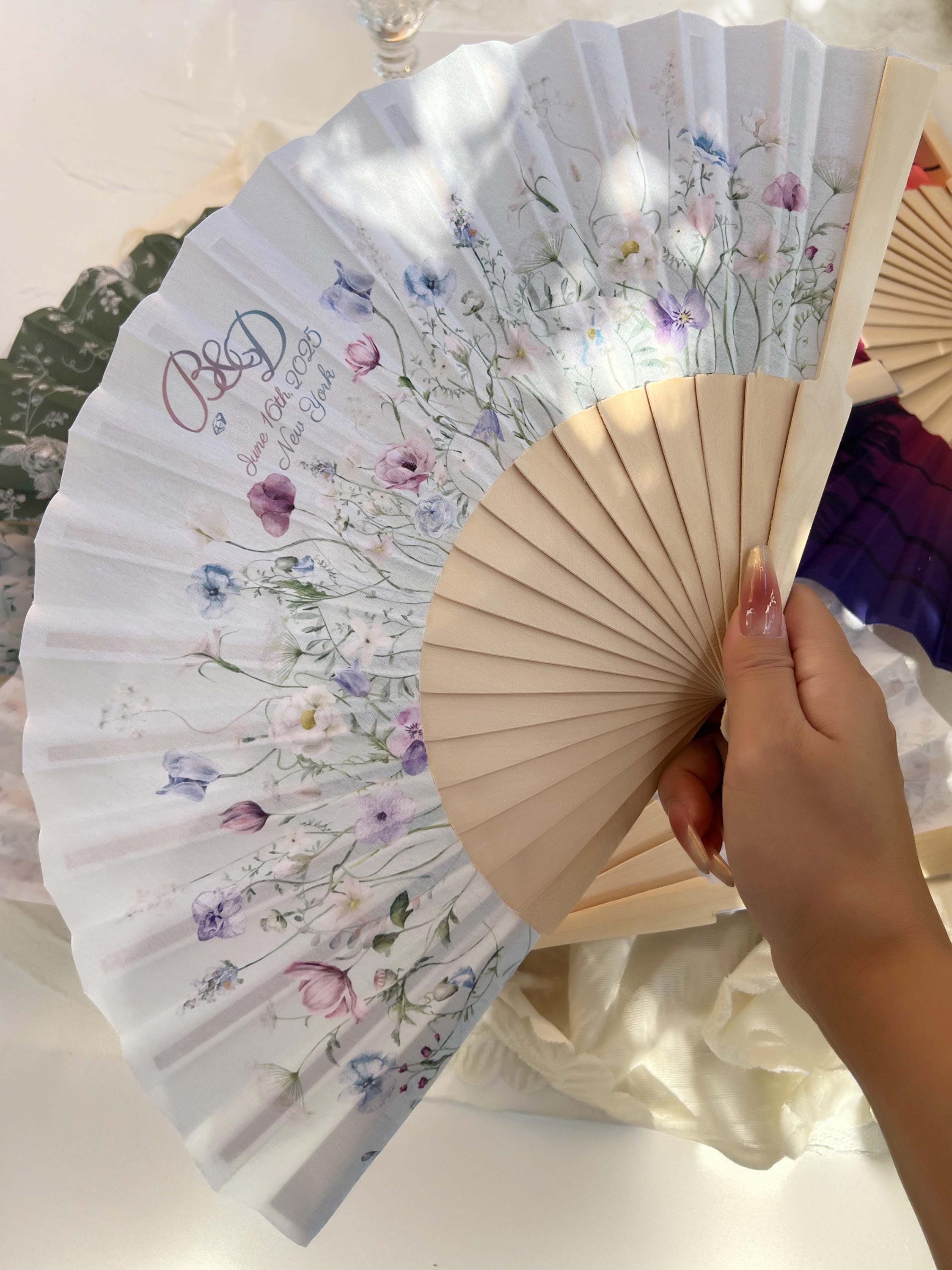 Personalized Wedding Hand Fans Custom Wooden Folding Handheld Fans ...