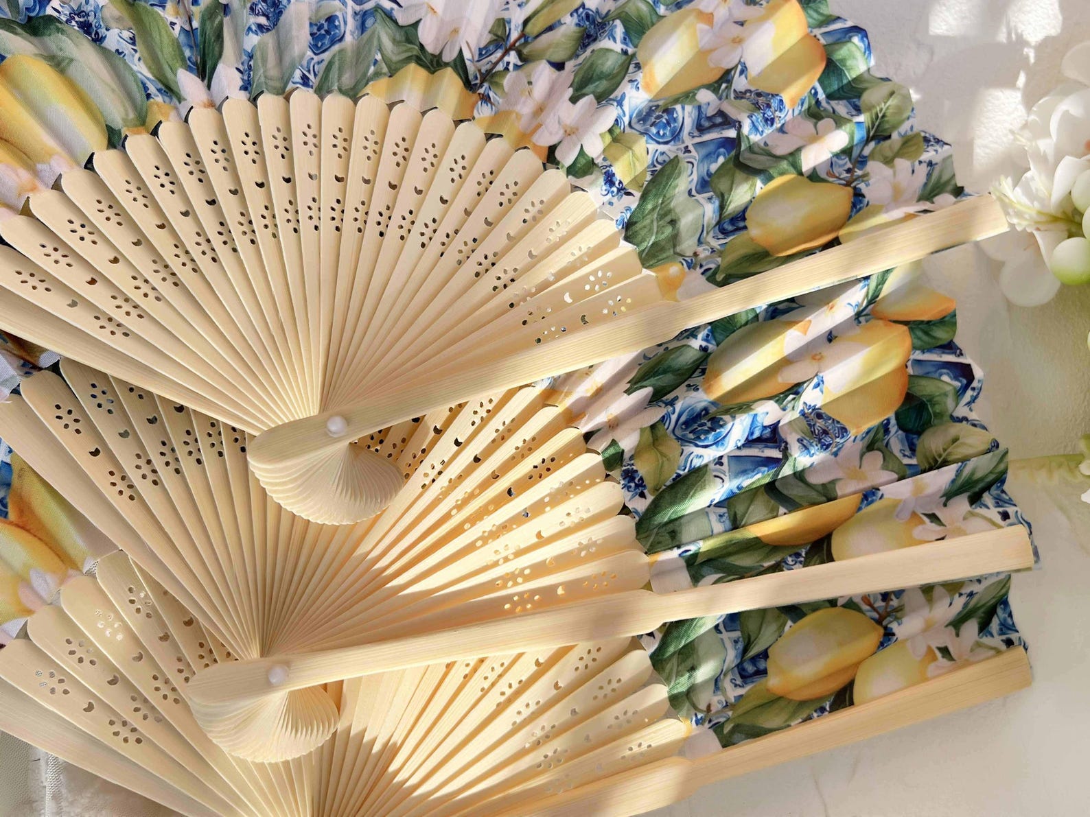 Personalized Cloth Fans Custom Floral Fabric Fans Rustic Wedding Party ...