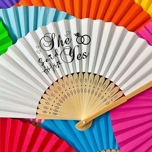 Personalized Wedding Party favors Paper Fans Gifts for Guests Custom Printed Wooden Fans Bulk Birthday Company Clubs Bars Name Logo Signs