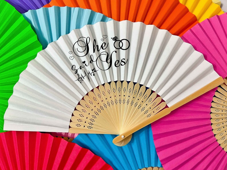 Personalized Wedding Party favors Paper Fans Gifts for Guests Custom Printed Wooden Fans Bulk Birthday Company Clubs Bars Name Logo Signs 