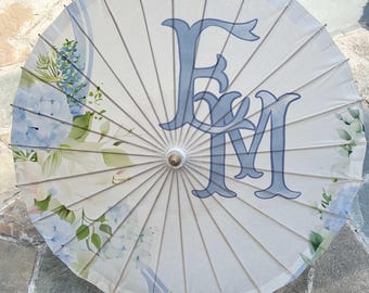Personalized Custom Parasols Handmade Beach Wedding Monogram Umbrella High End Floral Hotel Decor Sun Parasols Quinceanera Photoshoot Gitfs