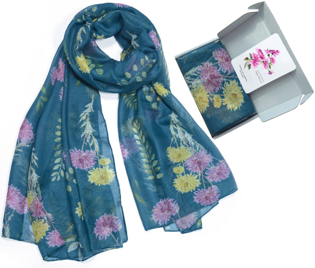 Birth Flower Scarf Women Birthday Gifts Birth Month Flower Scarf Shawl Wraps for Mom Girlfriend