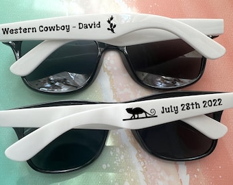 Personalized Sunglasses Wedding Favors for Guests Bulk Bachelor Party Bridegroom Groomsmen Custom Printed Sunglasses Black White Sunglasses