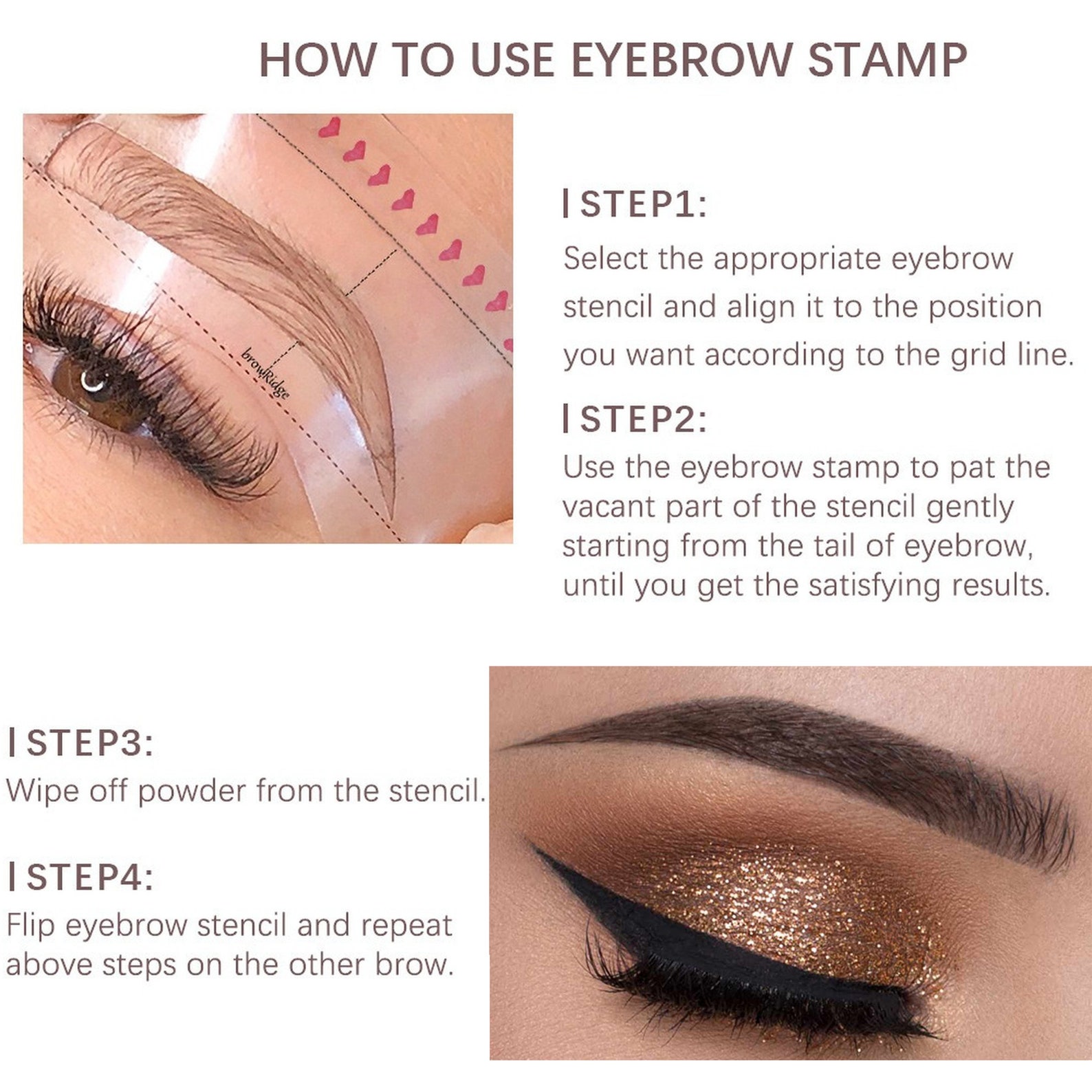 1 Step Eyebrow Stamp Stencil Kit Set of 12 Plastic Reusable Etsy