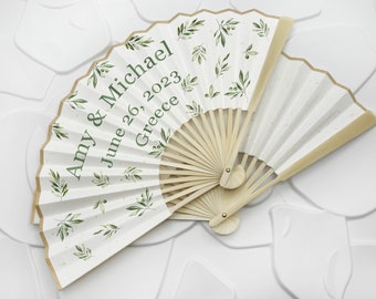 High End Personalized Custom Fans Wedding Party Favors Gifts For Guests Bulk Single Double Printed Monogram Hand Fans Luxury Quinceañera Fan