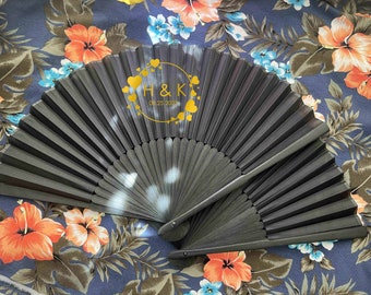 Gepersonaliseerde bruiloftsbedankjes Zijdehand Fans Geschenken Gasten Bulk zwarte bamboe op maat bedrukte stof Fans Bedrijfslogo Clubbar-promotie