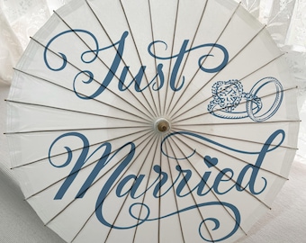 Personalized Monogram Parasols Custom Floral Beach Wedding Umbrellas White Sun Parasols Bridal Shower Quinceanera Photoshoot Event Bday Gift
