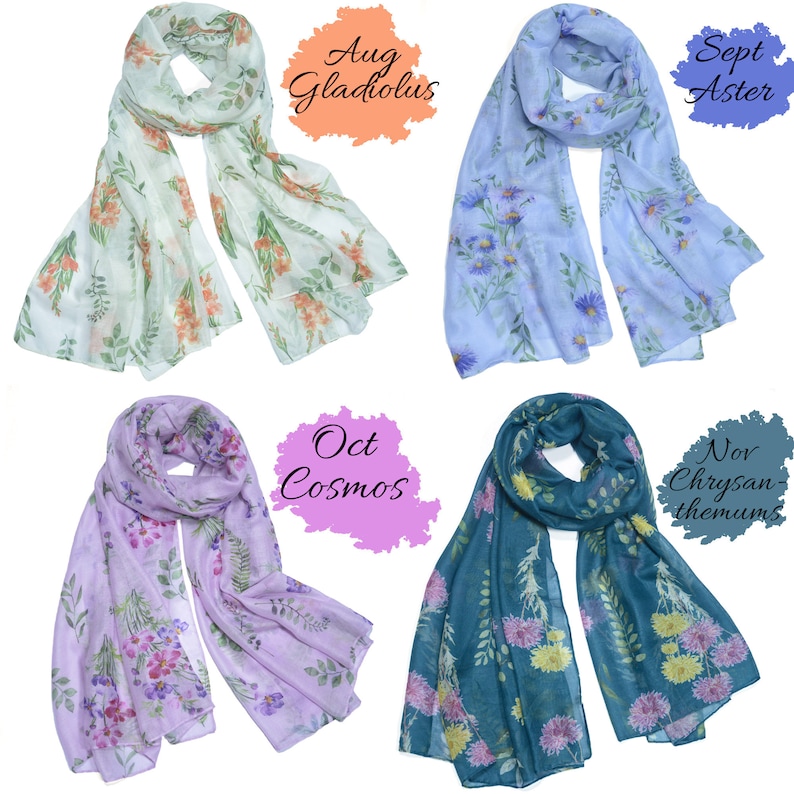 Birth Flower Scarf Birthday Gifts Women Lily of the Valley Etsy