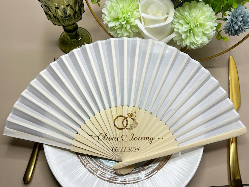 white hand fans Wedding Party Favors Gifts Guests for guests Personalized Custom Sage Green Fabric Fans Bulk Engraved White Cloth Fan Quinceanera Gifts Folding Hand Fans concert Music fans graduation gifts class of 2026 baby shower fans BIRTHDAY gifts Business Gifts LOGO company bar events promotion advertisement monogram wedding gifts summer events real estate gifts for guests fabric fans vintage sage green white decoration beach fans
