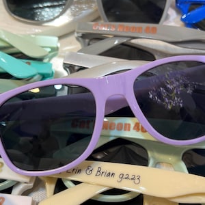 lavender sunglasses personalized sunglasses wedding gifts for guests bulk events sunnies destination wedding favors sage green customized shades baby shower gifts baby blue sky blue sunnies travel cruise cancun beach sunglasses dark blue sunglasses hotel giveaway gifts company running campaign golf soccer football sunglasses class of 2026 graduation gifts university school leavers grad gifts birthday gifts light teal shades aqua quinceanera sunglasses beige printed sunglasses sports summer gifts
