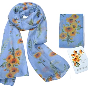 Echarpe fleur de naissance, cadeaux d&#39;anniversaire pour femme, mois de naissance, écharpe marguerite fleur, châle, cadeau de Noël unique pour sa maman, sa femme, sa grand-mère, sa petite amie