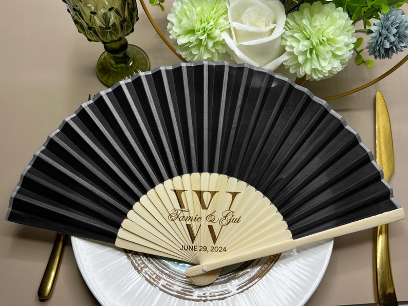 black hand fans Wedding Party Favors Gifts Guests for guests Personalized Custom Sage Green Fabric Fans Bulk Engraved White Cloth Fan Quinceanera Gifts Folding Hand Fans concert Music fans graduation gifts class of 2026 baby shower fans BIRTHDAY gifts Business Gifts LOGO company bar events promotion advertisement monogram wedding gifts summer events real estate gifts for guests fabric fans vintage dark green white decoration memorable black fans love memory fans black wedding silk fans