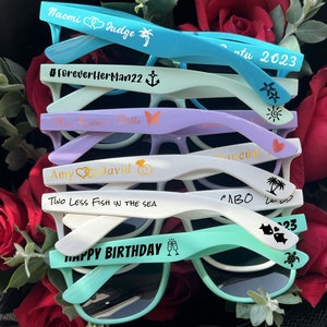 Personalized Custom Printed Sunglasses Wedding Party Favors for Guests in Bulk Birthday Bar Mitzvah Quinces Shades School Graduation Gifts