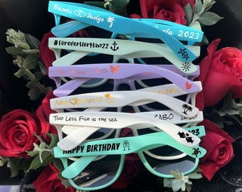 Personalized Custom Printed Sunglasses Wedding Party Favors for Guests in Bulk Birthday Bar Mitzvah Quinces Shades School Graduation Gifts