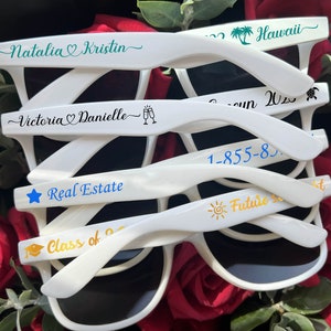 Personalized Wedding Sunglasses Bulk Custom Printed sunglasess Party Favors Gifts for Guests School Graduation Class of 2025 Company Logo Shades Gifts White black glasseses birthday gifts baby shower gifts for guests uv sunglasses royal blue sunglasses travel gifts cancun cruise gifts beach sunglasses ski shades Custom polarized sunglasses Personalized UV protection sunglasses Lunettes de soleil de mariage Personalisierte Sonnenbrillen Hochzeitssonnenbrille baseball hockey football sports gifts