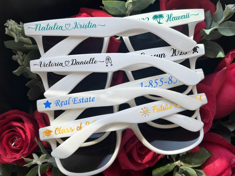 Personalized Wedding Sunglasses Bulk Custom Printed sunglasess Party Favors Gifts for Guests School Graduation Class of 2025 Company Logo Shades Gifts White black glasseses birthday gifts baby shower gifts for guests uv sunglasses royal blue sunglasses travel gifts cancun cruise gifts beach sunglasses ski shades Custom polarized sunglasses Personalized UV protection sunglasses Lunettes de soleil de mariage Personalisierte Sonnenbrillen Hochzeitssonnenbrille baseball hockey football sports gifts