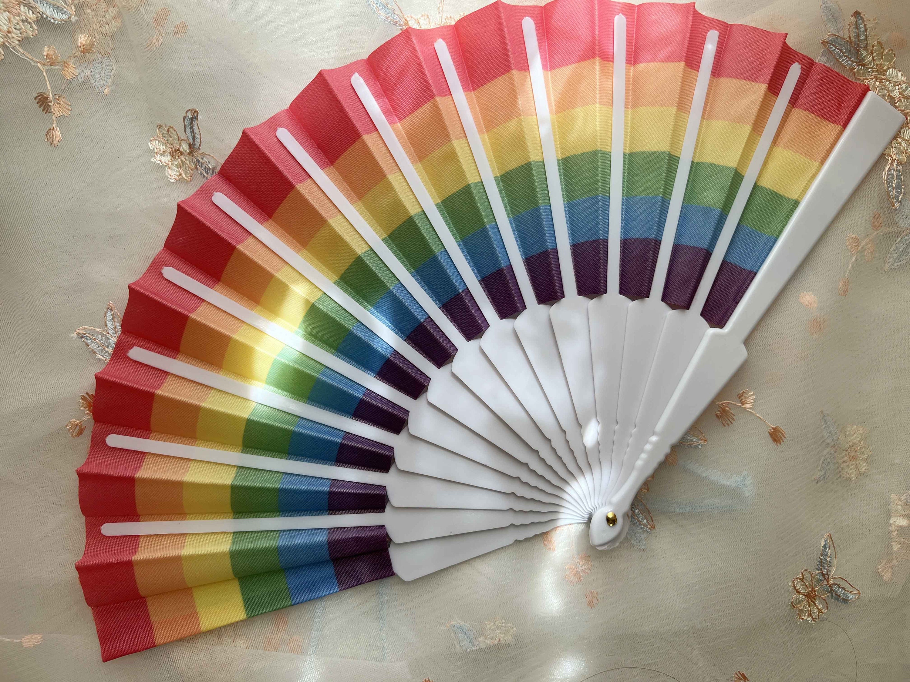 Personalized LGBT Fans Rainbow Printed Hand Fans Bisexual Folding Fans ...