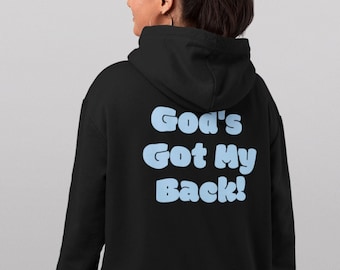 God's Got My Back Hoodie for Women Christian Faith Apparel Presents Gifts Streetwear Cute Sweatshirt