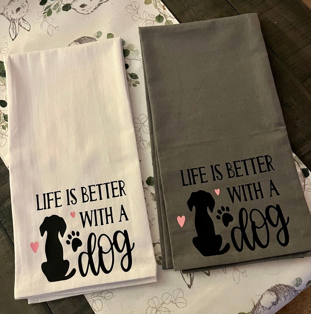 Paw Print Kitchen Towels, Dog Tea Towel, Dog Lover Gift, Pet Gifts, Dog ...