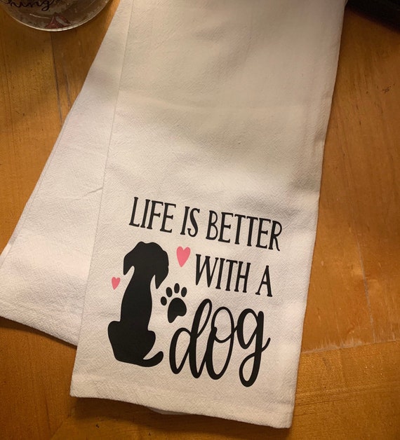 Paw Print Kitchen Towels Dog Tea Towel Dog Lover Gift Pet | Etsy