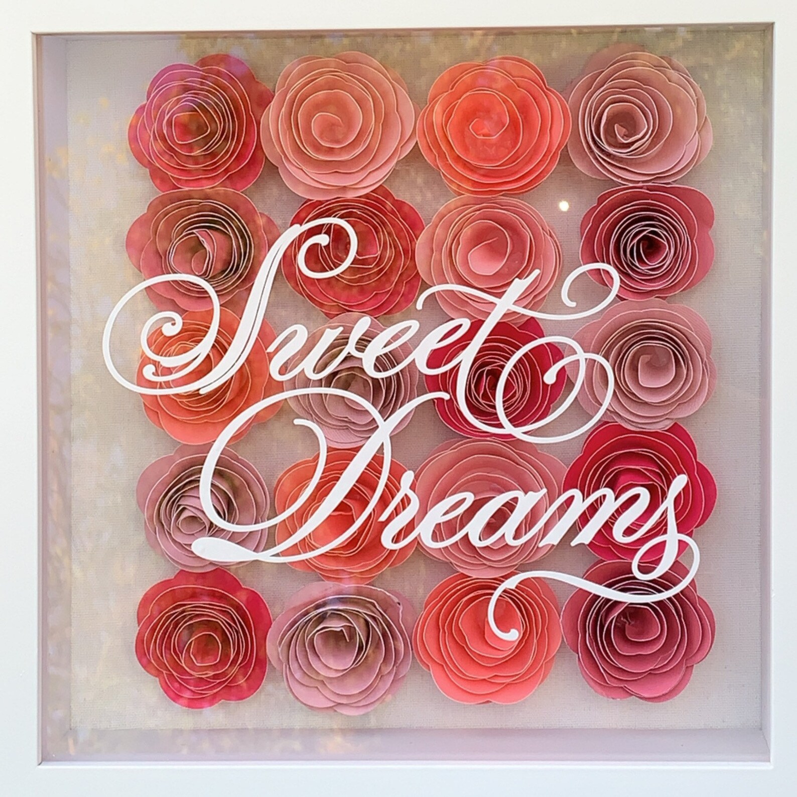 Paper Flower Shadow Box Rolled Flowers Flower Shadowbox Etsy