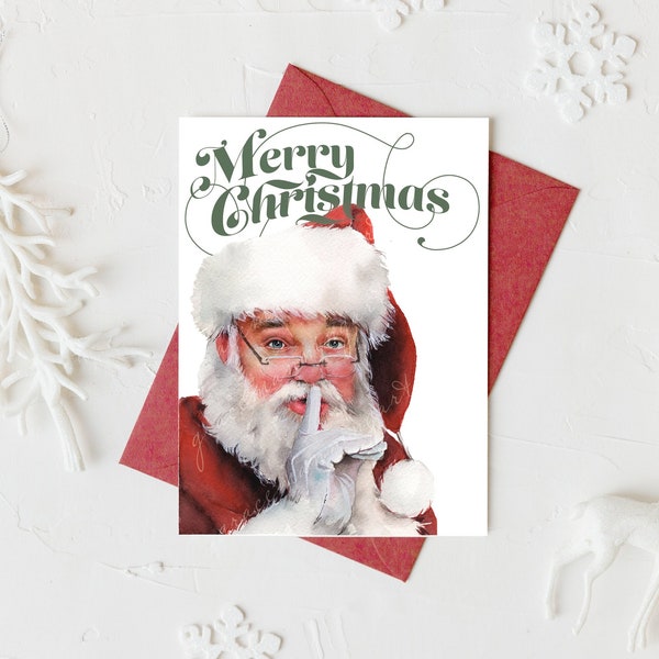 Santa Christmas Card | Merry Christmas Santa Card | Christmas Greeting Cards | Blank Christmas Cards | Blank Santa Cards | Classic Christmas