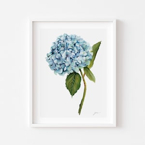 Hydrangea Wall Hanging | Botanical Wall Art | Watercolor Floral | Botanical Print | Blue Hydrangea | Simplistic Floral