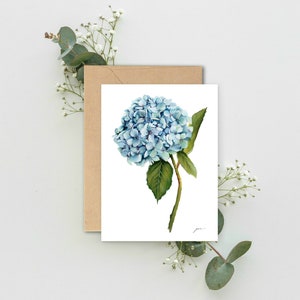Hortensie Botanische Grußkarte | Blanko Grußkarte | 4x6 Karten | Kraft Briefumschlag | Einzel- oder 6er Pack | Aquarell Grußkarte | Karten