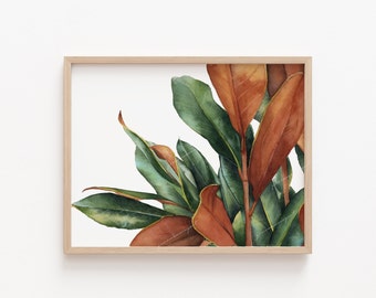 Impressão de magnólia | Arte de parede de magnólia | Arte Minimalista | Pintura Botânica | Pintura de Magnólia | Decoração moderna para casa | Pintura em Aquarela | Arte