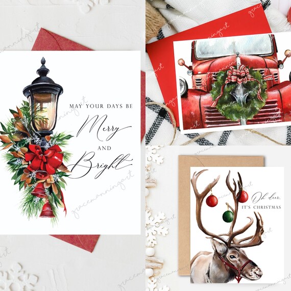 Biglietti Di Natale Assortiti Eurowrap - Confezione Da 12, Tema Bosco Con Renne, 14x14 Cm, Riciclabili